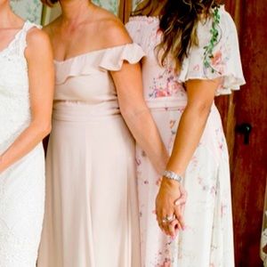 LoveshackFancy ivory pink silk dress